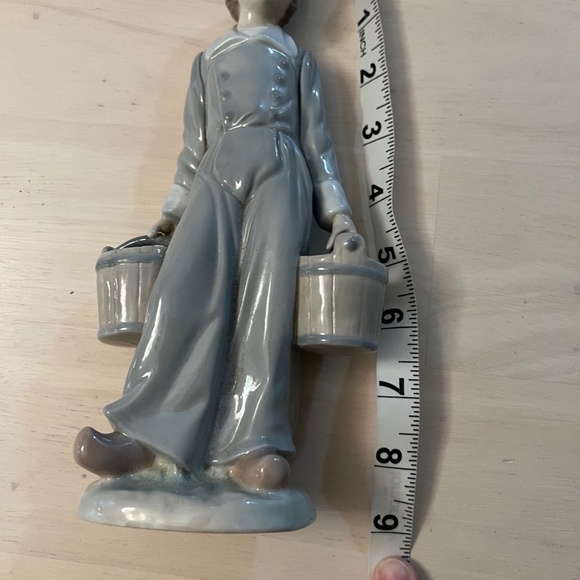 Blue Lladro Dutch Boy With Milk Pails Buckets Porcelain Figurine 4811 - Picture 7 of 8